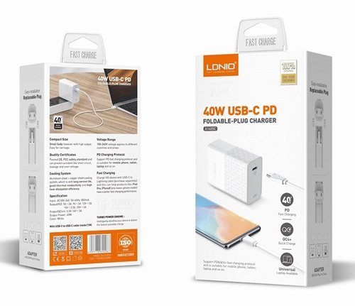 CARGADOR LDNIO 40W PD+AUTO ID CABLE TIPO C TIPO C A1405C