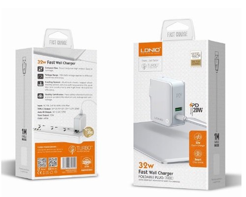 CARGADOR LDNIO 32W PD+AUTO ID CABLE TIPO C TIPO C A4403C-TC