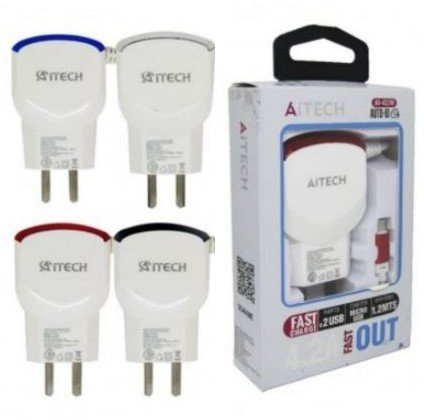 CARGADOR AITECH 4.2A MICRO 1.2M 2 USB FAST CHARGE AI-42M