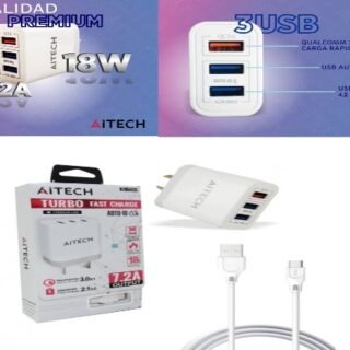 CARGADOR AITECH QUALCOMM 3.0- 3USB 7.2A MICRO- V8 AI-72M