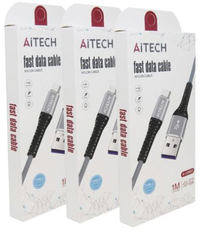 CABLE USB AITECH NYLON FAST DATA TIPO- C 1METRO AI-C0008-C