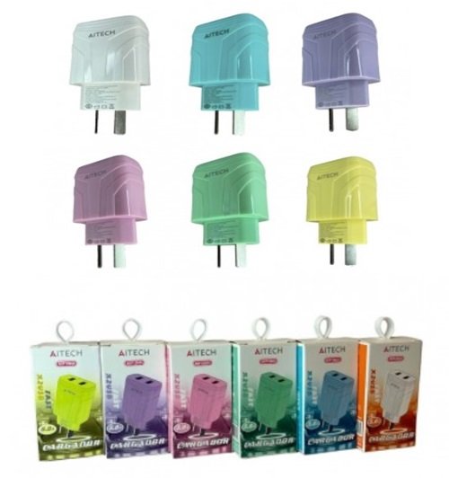 ADAPTADOR CARGADOR AITECH 5.8A 2 USB AICP120454