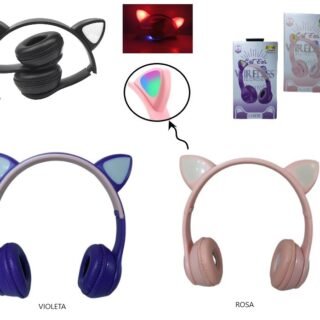 AU-12004 VINCHA BT GATITO C/LUZ NEGRO/ROSA/VIOLETA            AU-16003