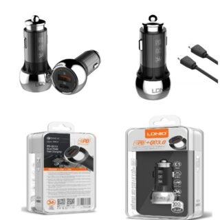 CARGADOR DE AUTO LDNIO PD+QC3.0 36W TIPO C /TIPO C C1-TC