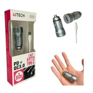 CARGADOR DE AUTO AITECH 20W 3.6A PD+ QC3.0 TIPO C CC114