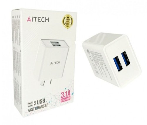 ADAPTADOR CARGADOR AITECH 3.1A 2 USB CDQ-085