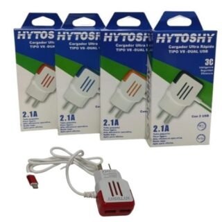 CARGADOR HYTOSHY 2.1A MICRO USB - V8 +2 SALIDA USB CR-2100