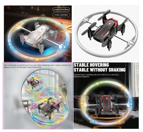 DRONE CON ARO DE LUZ RGB BK2 CON CONTROL DR-1