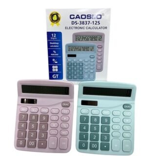 CALCULADORA COLOR 12 DIGITOS SOLAR Y PILAS            DS-3837-12S