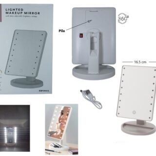 ESP-91046 ESPEJO LED LUZ FRIA A PILA Y USB             ESP-91013