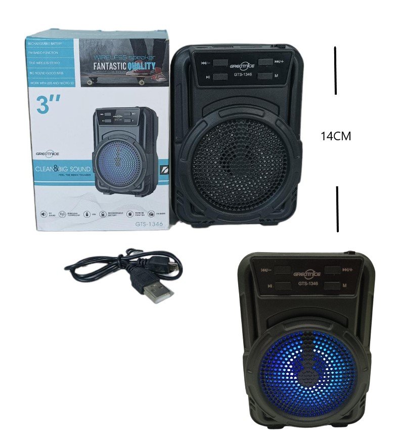 PARLANTE 3PLG C/LUZ BT/FM/MP3 GTS-1346