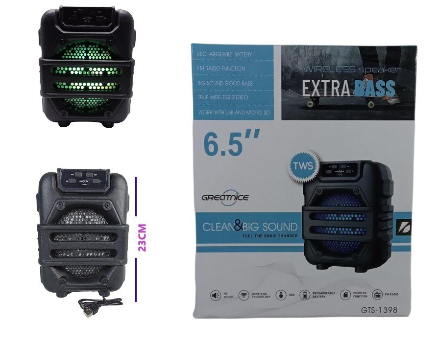 PARLANTE BT-FM C/LUZ 6.5PLG GTS-1398