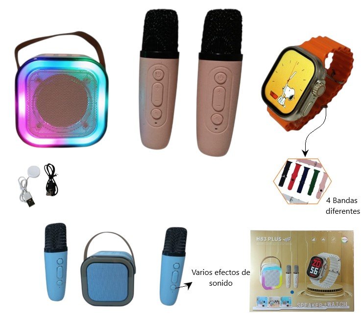 PARLANTE K12 CON 2 MICROFONO Y RELOJ SMART OK-2 H83