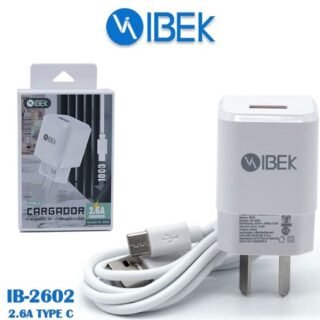 CARGADOR IBEK 2.6A TIPO C CABLE DESMONTABLE IB-2602