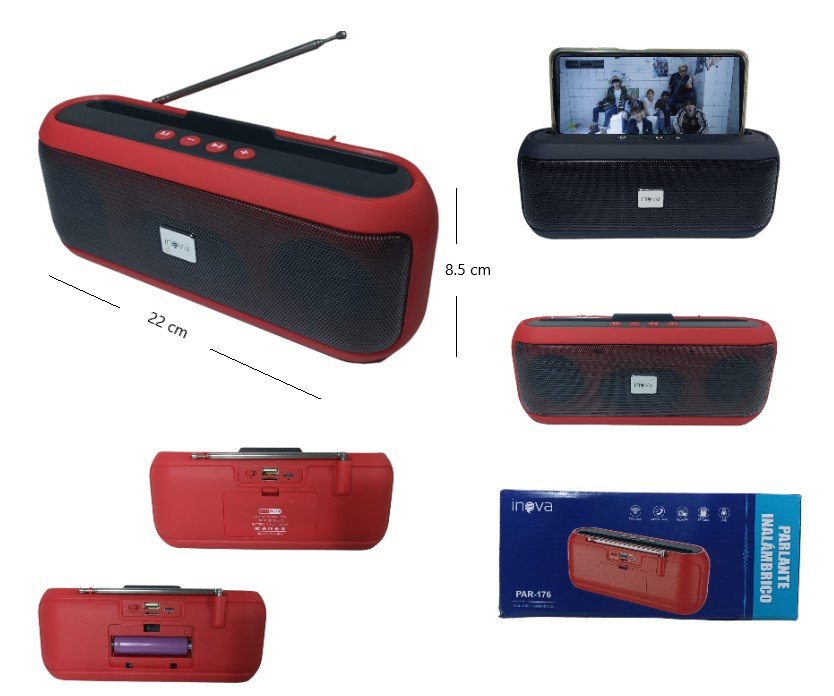 PARLANTE BT CON LUZ BT/FM/MP3 INOVA PAR-176