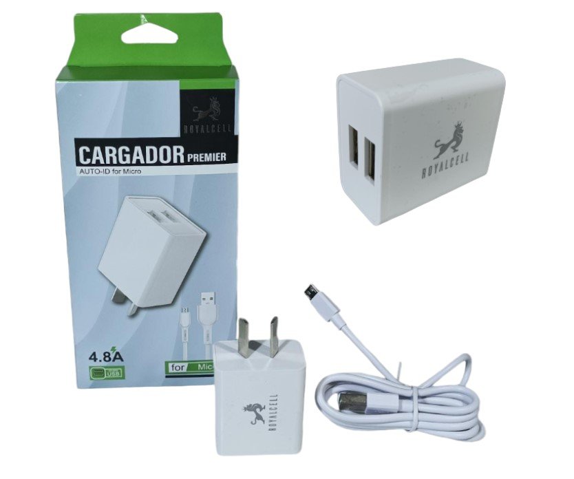 CARGADOR V8 4.8A 2USB ROYALCELL RC5004800A RC4800A