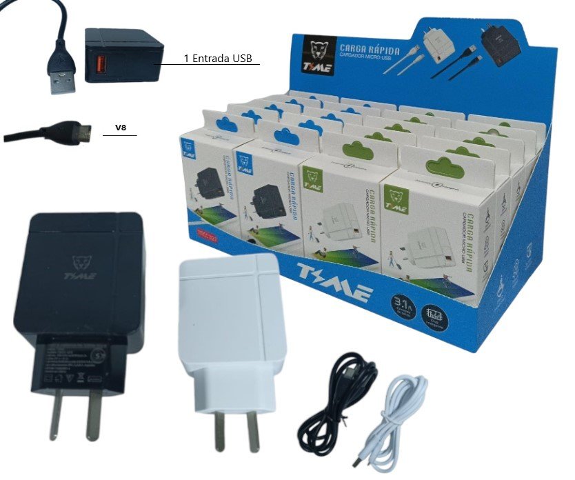 CARGADOR V8 3.1 TIME CABLE DESMONTABLE X UNDS TMCC327