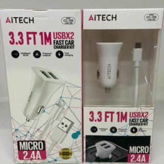 CARGADOR AUTO AITECH MICRO-V8 2.4A DATA CABLE           CC-105V8