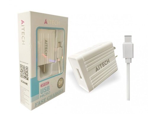 CARGADOR AITECH 2.1A MICRO - V8 CABLE DESMONTABLE AICP130131B