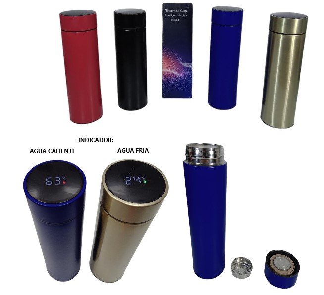 BOTELLA TERMO 500ML C/TERMOMETRO LED ZF-649 EX00016