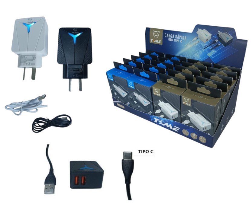 CARGADOR TIPO C 3.1A TIME DESMONTABLE 2USB X UND TMCC328