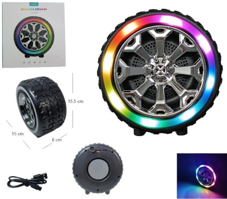 PARLANTE RUEDA BT/FM/USB CON LUZ