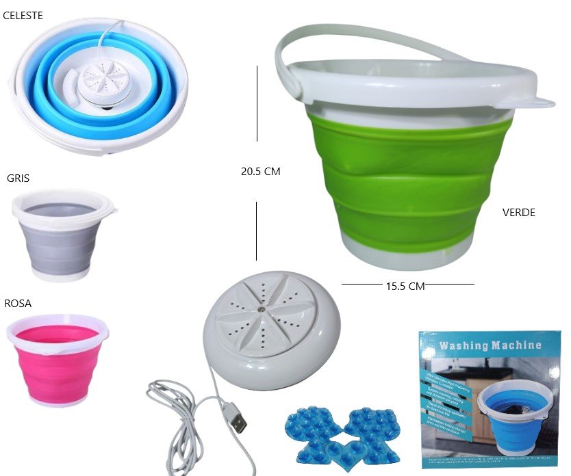 MINI LAVA ROPA PORTATIL USB CON BALDE AV5456 BN0349