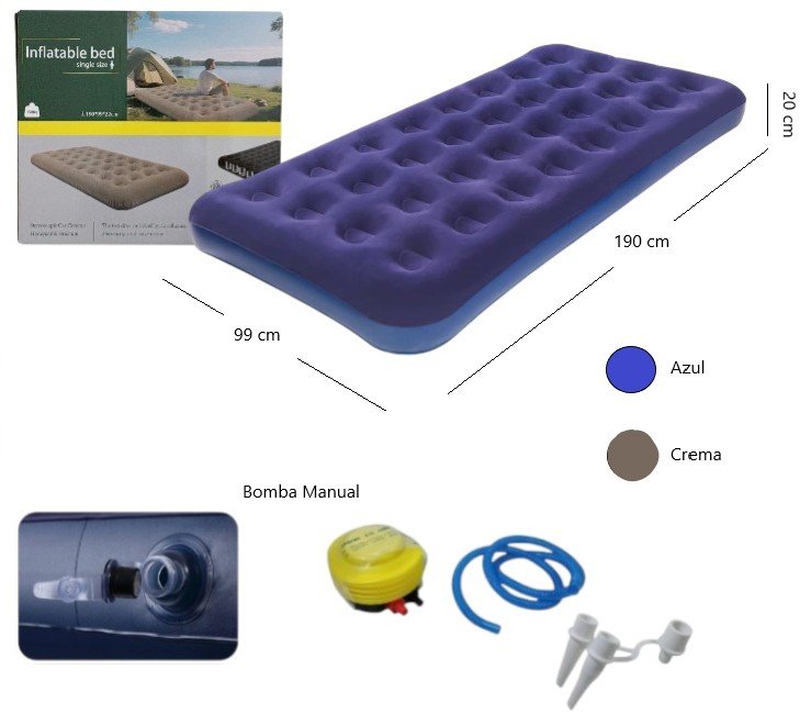 COLCHON INFLABLE + INFLADOR MANUAL ICO-160916