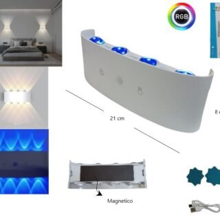 LED DE PARED BIDIRECCIONAL RGB C/SENSOR IMANTADA          LED-83056