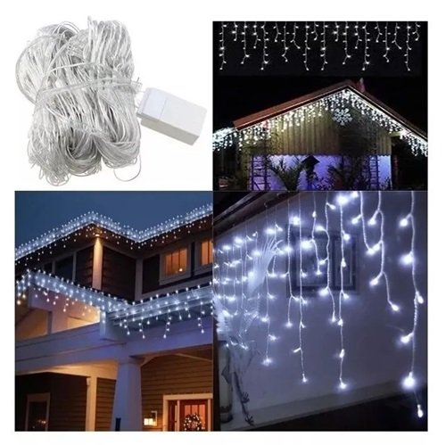 CORTINA LLUVIA LUZ BLANCA 3MTS X 60CM POL17-B