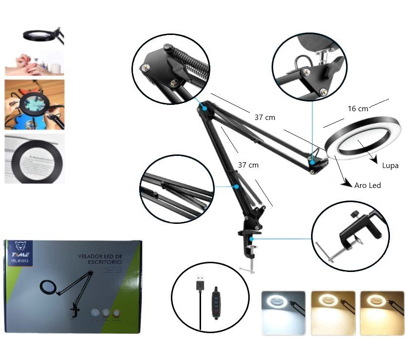 LED-83044 VELADOR LED ARTICULADA C/MORSA SIN BASE