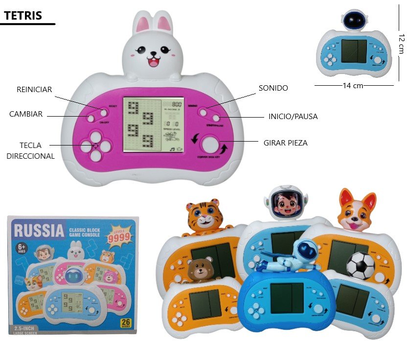 CONSOLA TETRIS JUEGOS CLASICOS LABUBU WA30