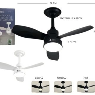 VENTILADOR DE TECHO C/LUZ FRIO/CALIDO/NATURAL 18W OR-CFL-7