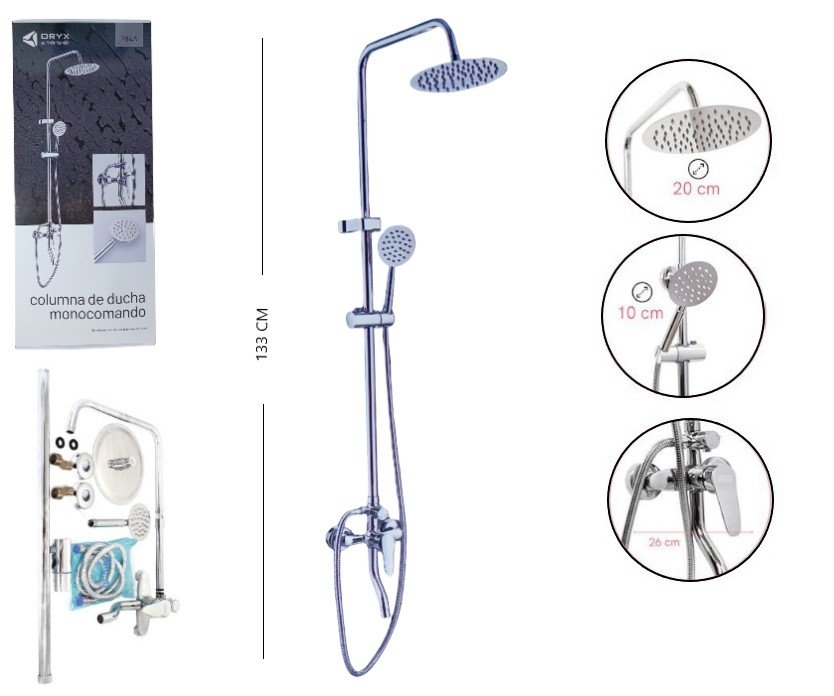 SET DE DUCHA COLUMNA MONOCOMANDO ACERO 284A