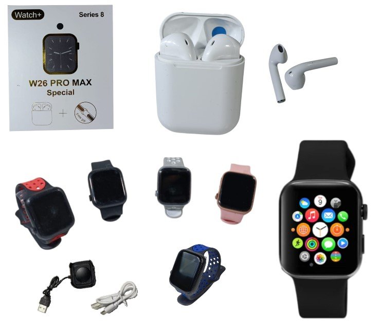 SMART WATCH + AURICULAR Y 2 CORREA DEPORTIVA W26-PRO