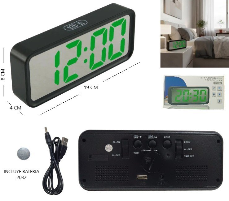 RELOJ DESPERTADOR MULTIFUNCION ART 7143 DT-6508