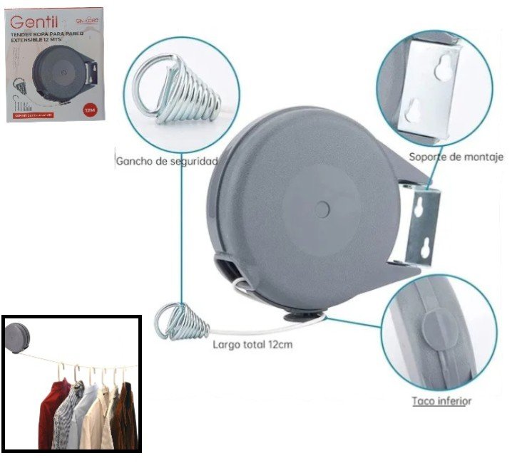 TENDER DE ROPA PARA PARED EXTENSIBLE 12M GN-0087