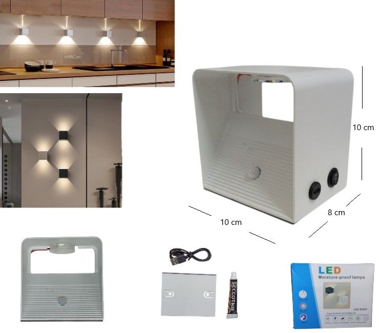 LED DE PARED CALIDO BIDIRECCIONAL C/SENSOR C/IMAN LED-83057
