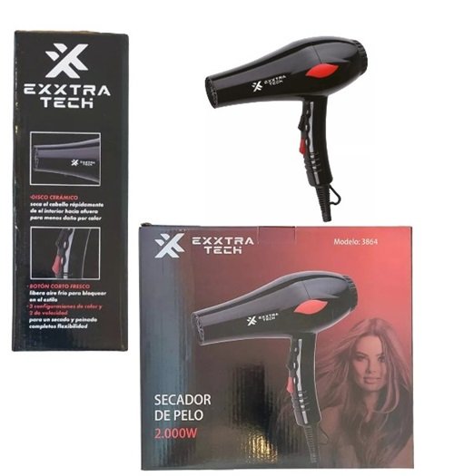 SECADOR DE PELO 2000W FRIO Y CALOR EXXTRA TECH N-3864