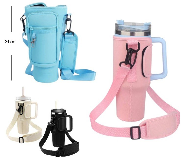 PORTA BOTELLA TERMICA CORREA Y BOLSILLOS PTB