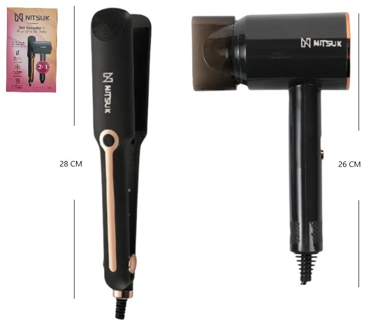 SET DE SECADOR 2400W + PLANCHA DE PELO 45W NITSUK SKD-4