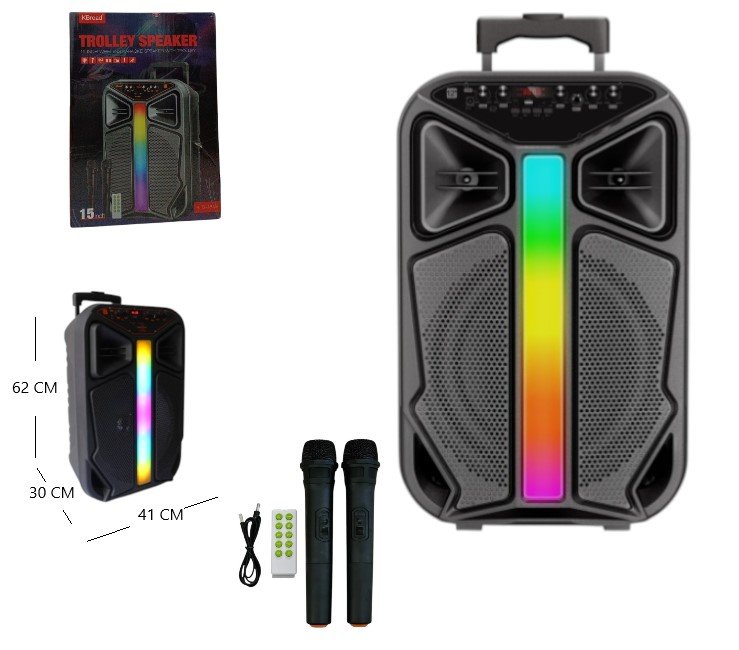 PARLANTE 15PLG RGB 2 MICROFONOS