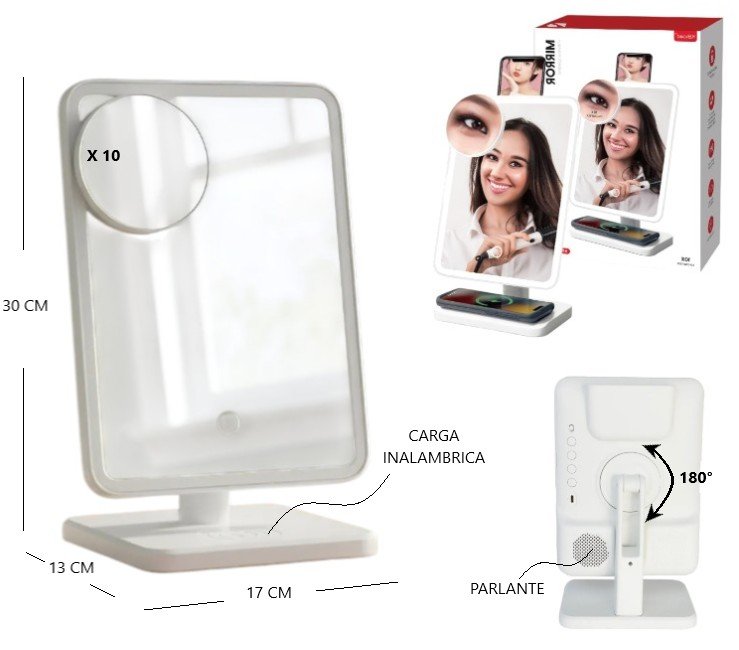 ESPEJO LED CON PARLANTE BT