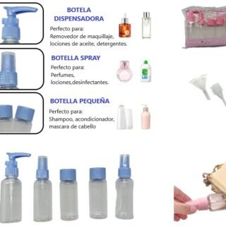 KIT DE VIAJE BOTELLAS PARA COSMETICOS 7PCS