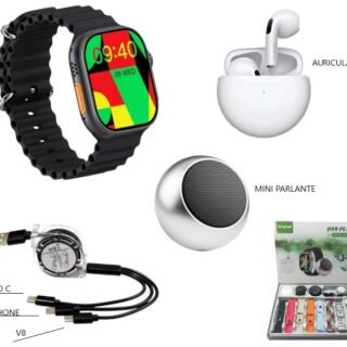 SET SMARTWATCH CON AURICULAR Y MINI PARLANTE