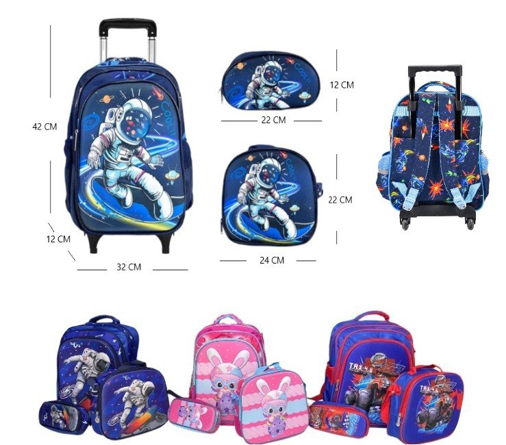 MOCHILA ESCOLAR 3 EN 1 CON RUEDAS