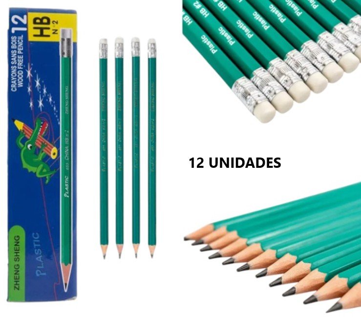 LAPIZ ESCOLAR NEGRO C/GOMA X 12U. HBN2