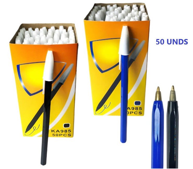 LAPICERA TRAZO MEDIO AZUL Y NEGRO CAJA X 50U.