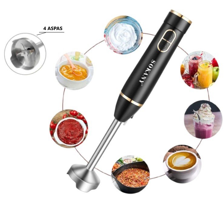 SK-DD-1805 BATIDORA MINI PIMER NEGRA ACERO 300W