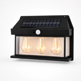 Aplique solar exterior de tres lámparas